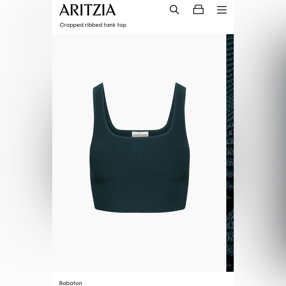 Aritzia Sculpt Knit Squareneck Cropped Tank